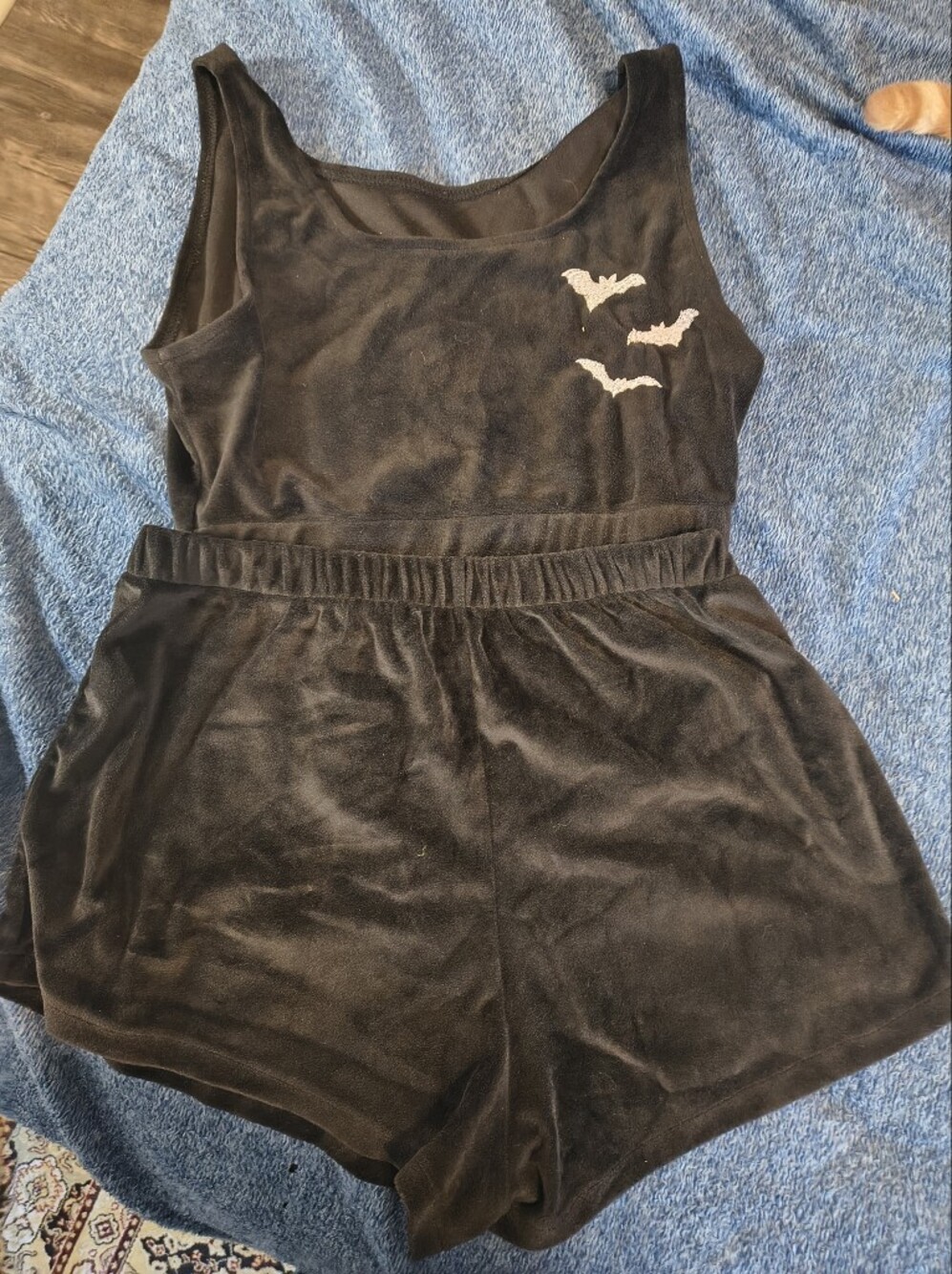 Romwe Black Velour Sleeveless Romper – Size M